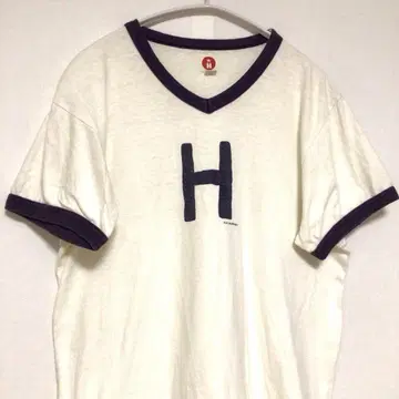 90s 할리우드 랜치 마켓 H 로고 링거 티셔츠 S 빈티지