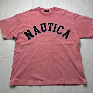 NAUTICA 노티카 빅 로고 티셔츠 L 살몬 핑크