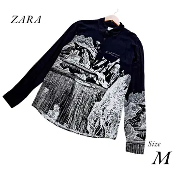 ZARA 자라 긴팔 셔츠 아트풍 레이온 올 패턴