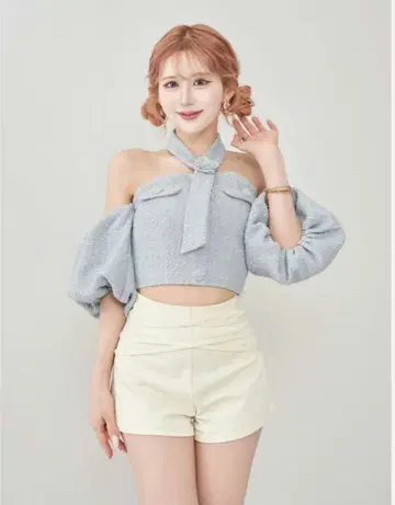 Darich 다리치 홀터넥 오프숄더 트위드 상의