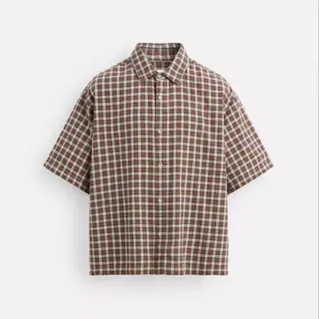 ZARA 자라 격자 무늬 셔츠 체크 반팔 셔츠 M