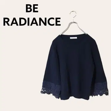 상의 BE RADIANCE 블랙 소매 레이스 꽃무늬 7부 소매 여성용