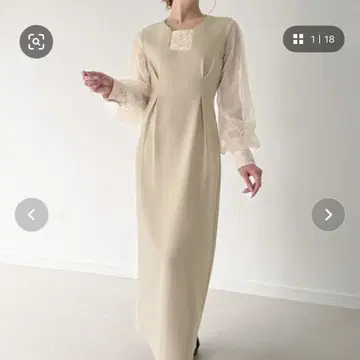 junoah 튤 슬리브 이소재 도킹 턱 원피스