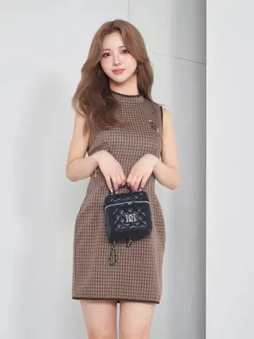 Darich 허리 오픈 체크 미니 원피스