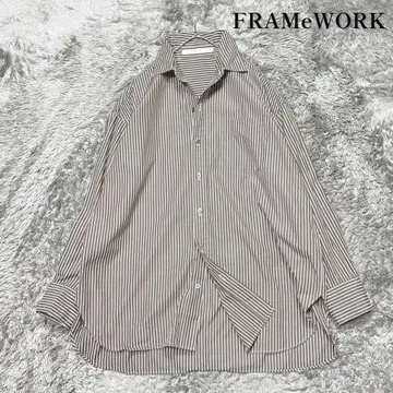 프레임워크 스트라이프 코튼 롱 슬리브 셔츠 프리 사이즈 새상품급
