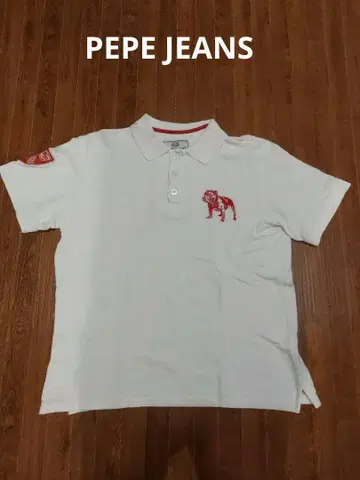 PEPE JEANS 페페 진스 피케 셔츠 자수 빨간색 불독 XL 상당