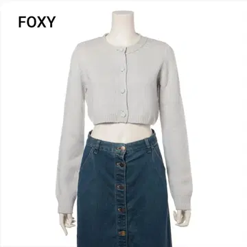 FOXY 폭시 라이트 그레이 크롭 가디건 40