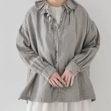 Nest Robe 린넨 천연 염색 리프 컬러 블라우스