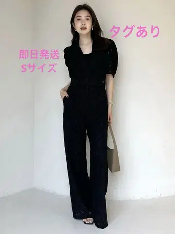 새상품 Annuance 턱 슬리브 테일러드 레이스 올인원 블랙