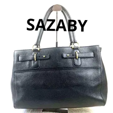 SAZABY 사자비 가죽 토트백 숄더 다기능 A4 가능 블랙