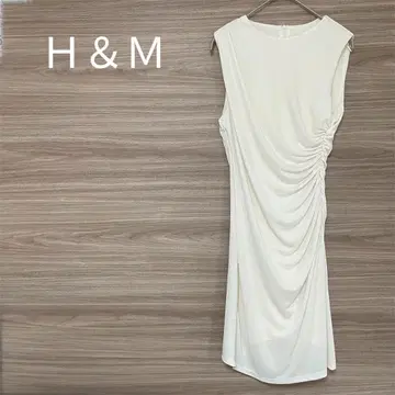 H&M [L] 화이트 드레이프 슬리브리스 원피스