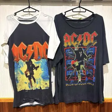 AC/DC 티셔츠 2장 세트 밴 티셔츠