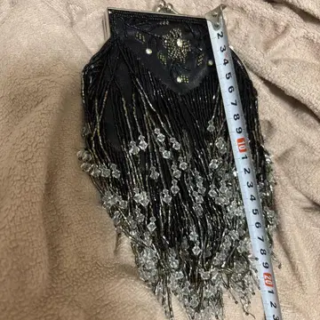 GRACE EASTERN 블랙 비즈 프린지 파티 백
