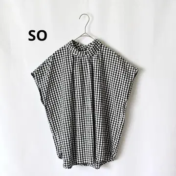 SO 에스오 카라 부착 프렌치 슬리브 블라우스