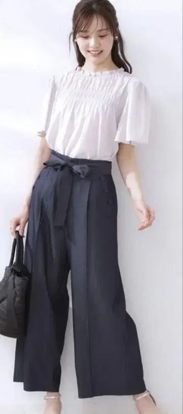 샴브레이 와이드 팬츠