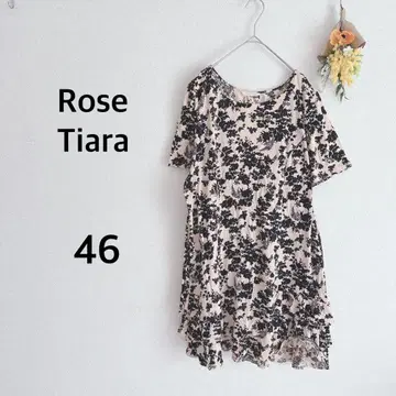로즈 티아라 Rose Tiara 튜닉 반팔 플레어 꽃무늬 46