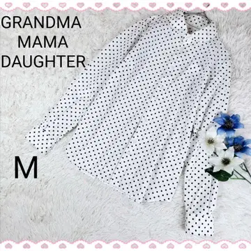 그랑마마도터 둥근 카라 코튼 도트 블라우스 겉옷 화이트 M