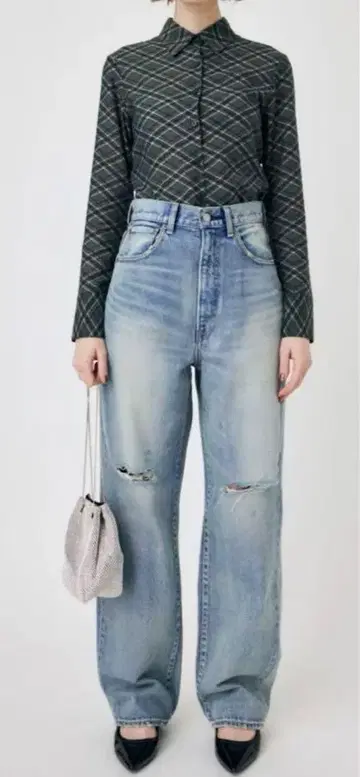 moussy 하이 웨이스트 루즈 스트레이트