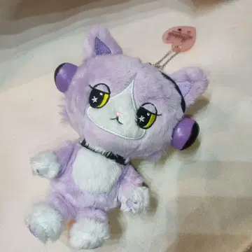 비트 캣 산리오 보라색 고양이 봉제 인형 마스코트 키링