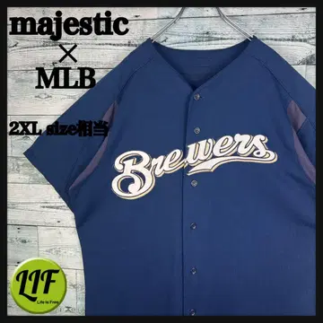 마제스틱 MLB 전체 자수 브루어스 야구 셔츠 2XL 상당 5463