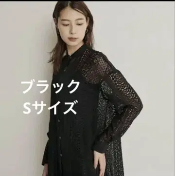 PLST 레이스 스탠드 카라 블라우스 블랙 S 사이즈