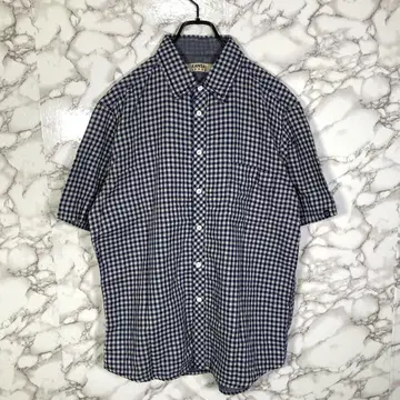 KANSAI JEANS (LL) 깅엄 체크 반팔 셔츠 네이비 계열