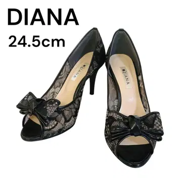 새상품급 DIANA 다이애나 오픈토 레이스 리본 펌프스 블랙 검정