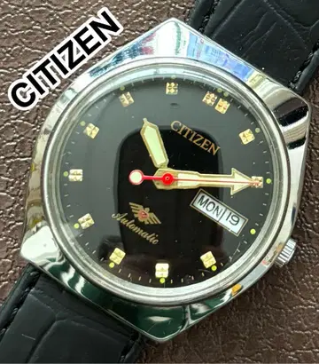 CITIZEN 빈티지 오토매틱 시계 블랙 다이얼 21 jewels