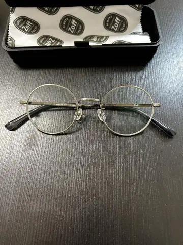 실버 라운드 안경 메탈 프레임 Zoff