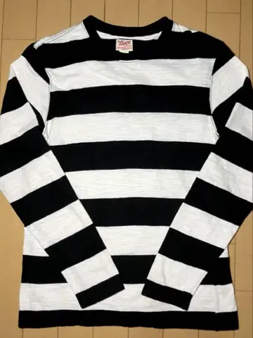 BUCO 블랙 화이트 롱 T 리얼 맥코이 바이커 티셔츠 L/S M