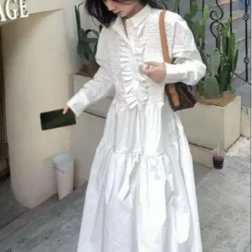 새상품급 MACHATT 마챠트 완판 프릴 셔츠 원피스 드레스 화이트