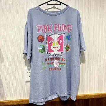 Pink Floyd 투어 티셔츠 라이트 블루 밴 티셔츠