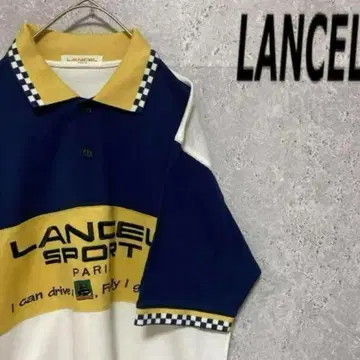 90s LANCEL 란셀 반팔 피케 셔츠 자수 남성용 M 구제 의류