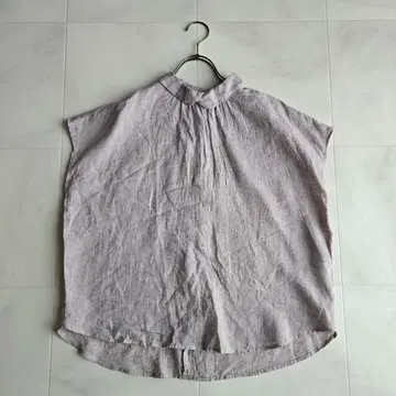 SO 에스오 린넨 앞뒤 2WAY 겹쳐진 카라 블라우스 프렌치 슬리브