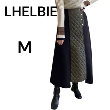 르르비에 퀼팅 절개 종이상자 스커트 롱 스커트 겨울 M 블랙