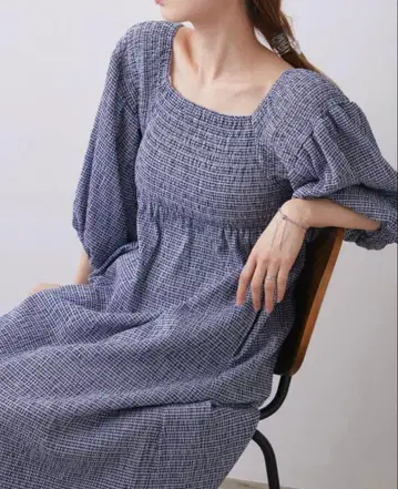 깅엄 셔링 원피스 kastane