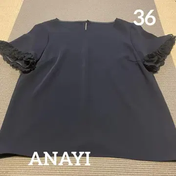 ANAYI 에스테르 더블 크로스 코사지 블라우스 네이비 36