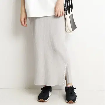 워셔블 코튼 리브 스커트 손세탁 가능/허리밴딩 SLOBE IENA