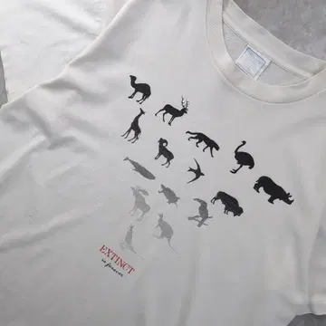 90s 굿 레귤러 메시지 멸종 동물 프린트 티셔츠 615