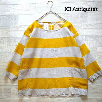 ICI Antiquite's 이치 앤티크 린넨 와이드 보더 풀오버