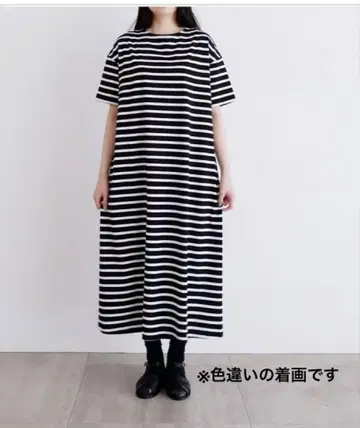 오로네 사브리나 보더 원피스 미사용 블랙