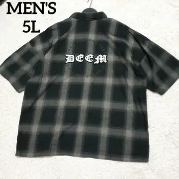 남성용 빅 사이즈 5L 반팔 체크 빅 셔츠 택 포함 새상품