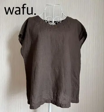 wafu. 와후 린넨 가볍고 부드러운 V넥 블라우스 프렌치 슬리브