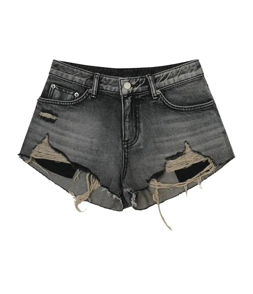 보헤미안서울 DESTROYED GRAY DENIM SHORTS