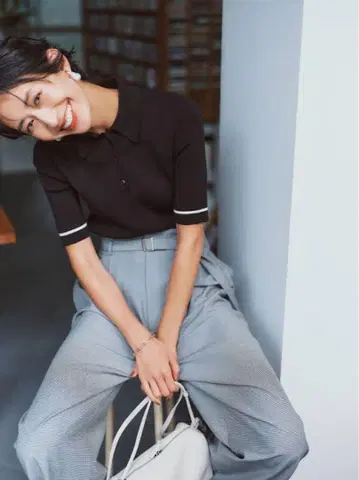 MilaOwen 폴로 카라 리브 니트 풀오버