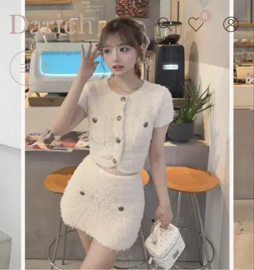 Darich 컬러 트위드 니트 셋업 프리 L 사이즈