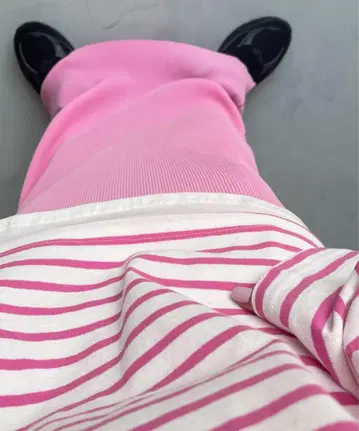 와이드 슬리브 오버 사이즈 보더 티