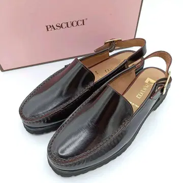 PASCUCCI 로퍼 샌들 가죽 신발 모카신 다크 브라운