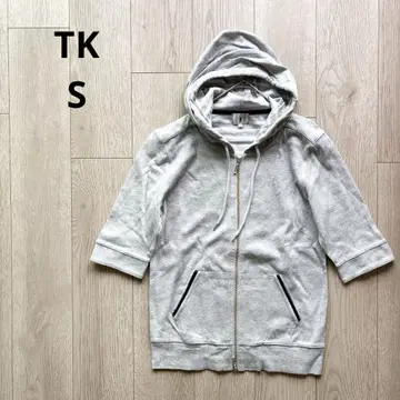TK 다케오 키쿠치 그레이 후드 부착 반팔 지퍼 후드티 레이어드 1 S