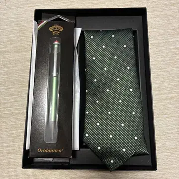 Orobianco 그린 도트 넥타이 세트